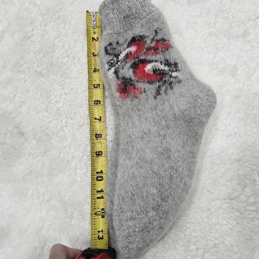 Handmade Goat Down Wool Socks Gray Bullfinch Winter Warm Soft‎ Fuzzy Unisex